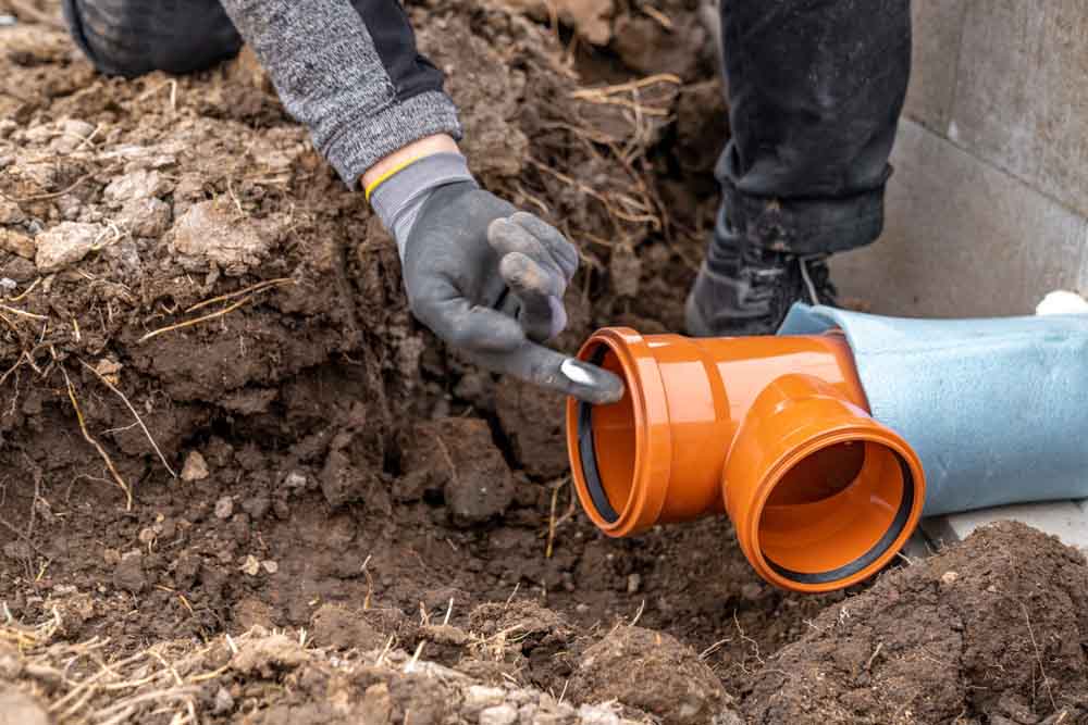 Disassembled sewer pipes in Austin, TX